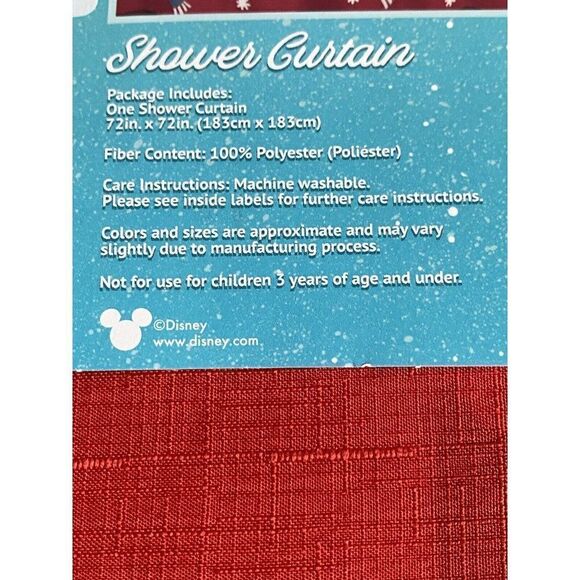 Disney’s Mickey And Minnie Mouse Christmas Red Fabric Shower Curtain 72x72” NEW - Picture 8 of 11